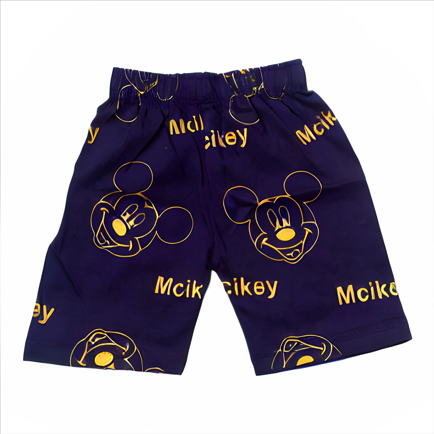 Navy blue kids Mickey Mouse clothing shorts with playful Mickey designs for playful outings