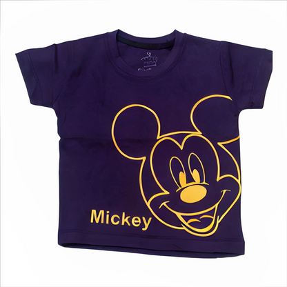 Purple kids Mickey Mouse clothing featuring a large Mickey Mouse graphic on the front